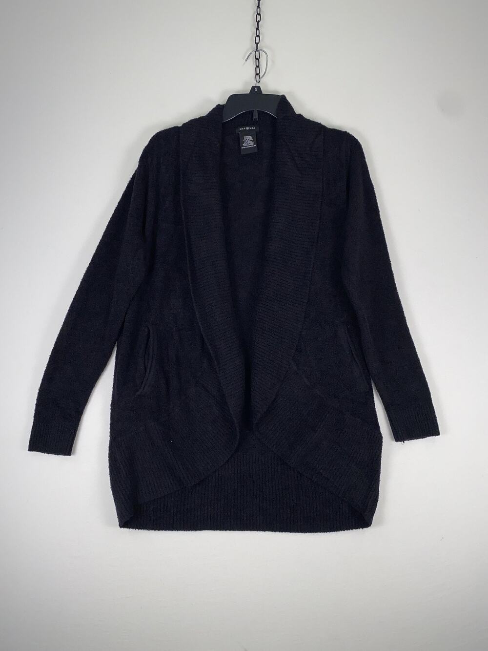 Max & Mia Cardigan Sweater Womens Large Blue Open Front Knit Pockets Cozy